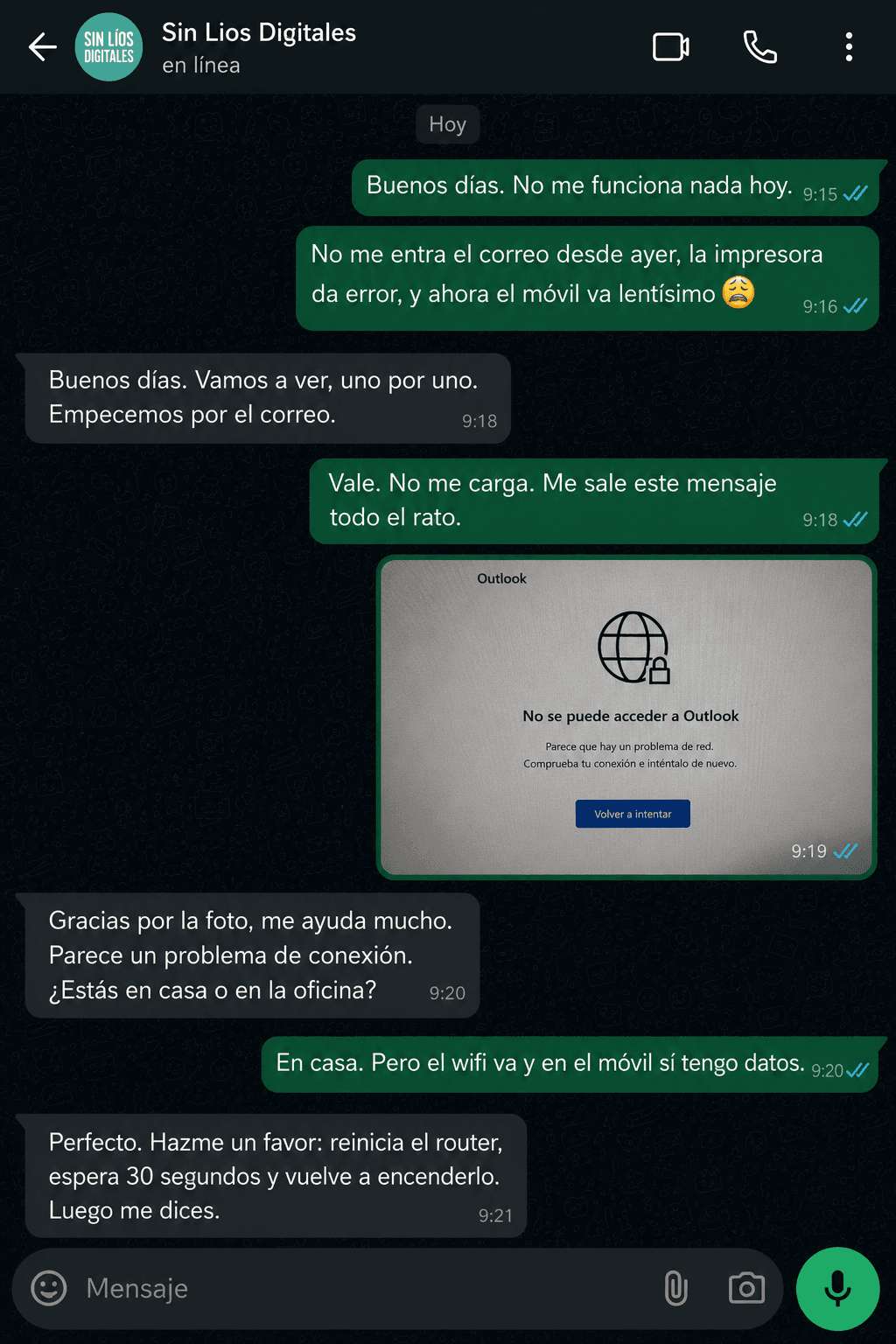 Captura de conversación por WhatsApp